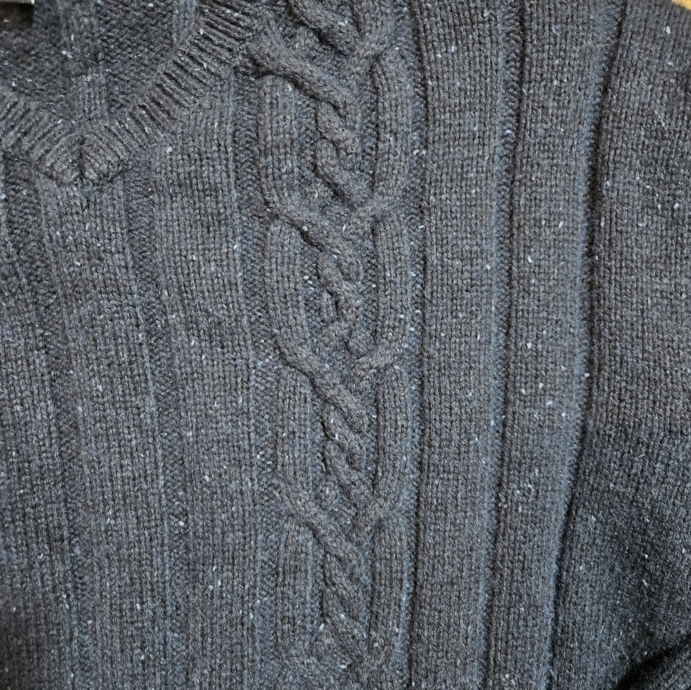 BKE 67 Cable Knit Sweater Blue Size XL Lambswool Cotton Nylon - Picture 3 of 8